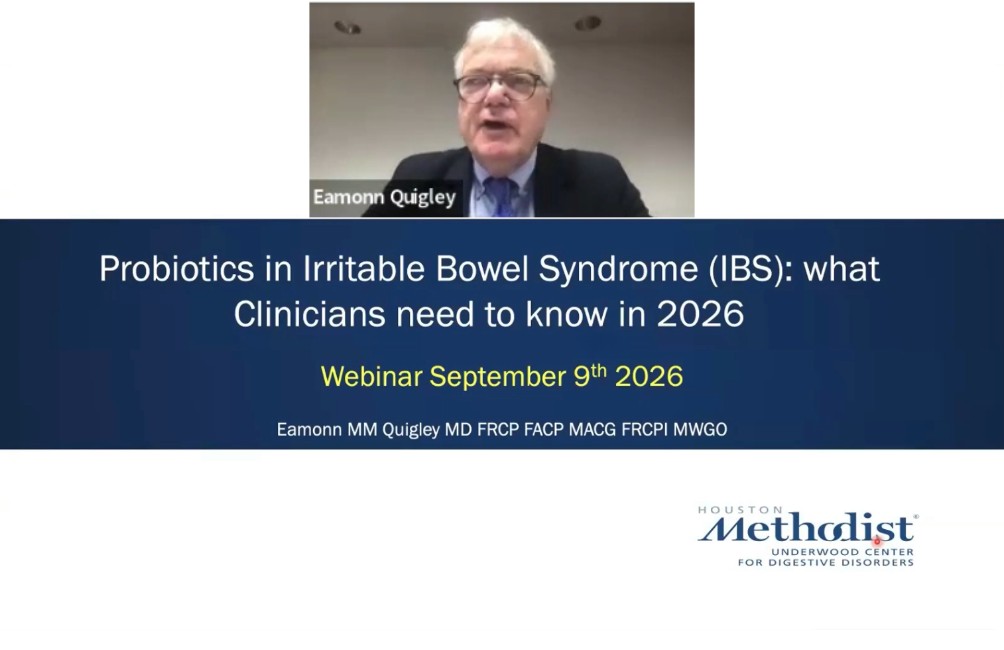 Prof. Eamonn M. M. Quigley durante el webinar «Probióticos en SII: lo que los clínicos deben saber en 2026»